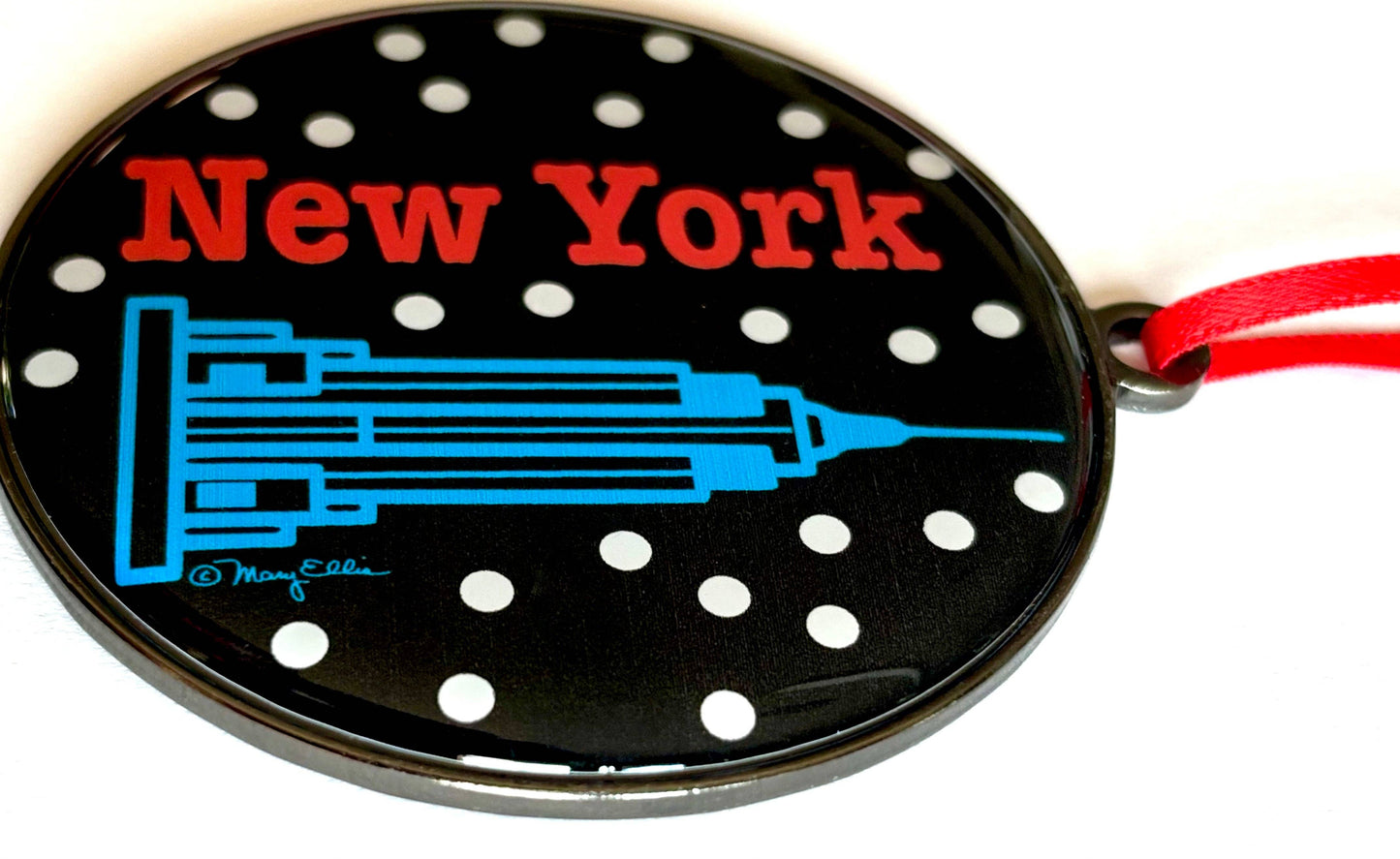 New York Christmas Holiday Dome Ornament Empire Black