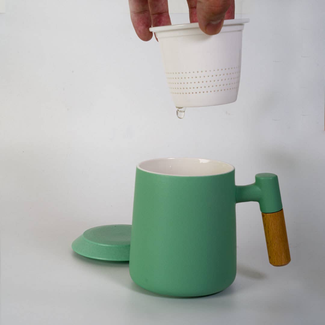 Urban Tokyo - 15oz Tea Mugs with Lid and Infuser for Loose Leaf Tea Mint Green (4/48)