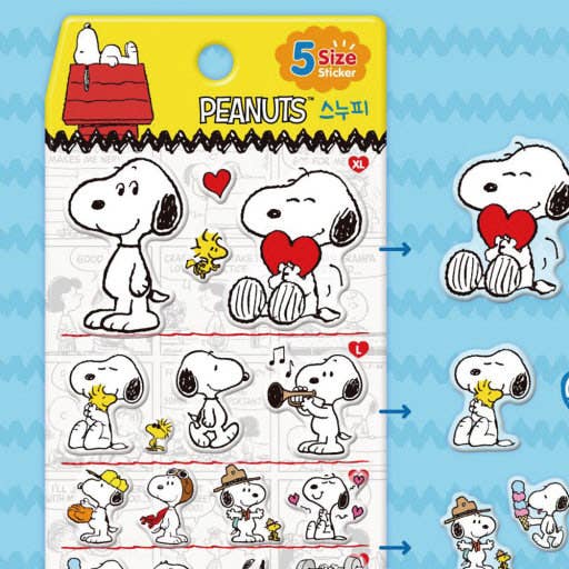 Peanuts Snoopy 5 Sizes Jelly Coating Stickers