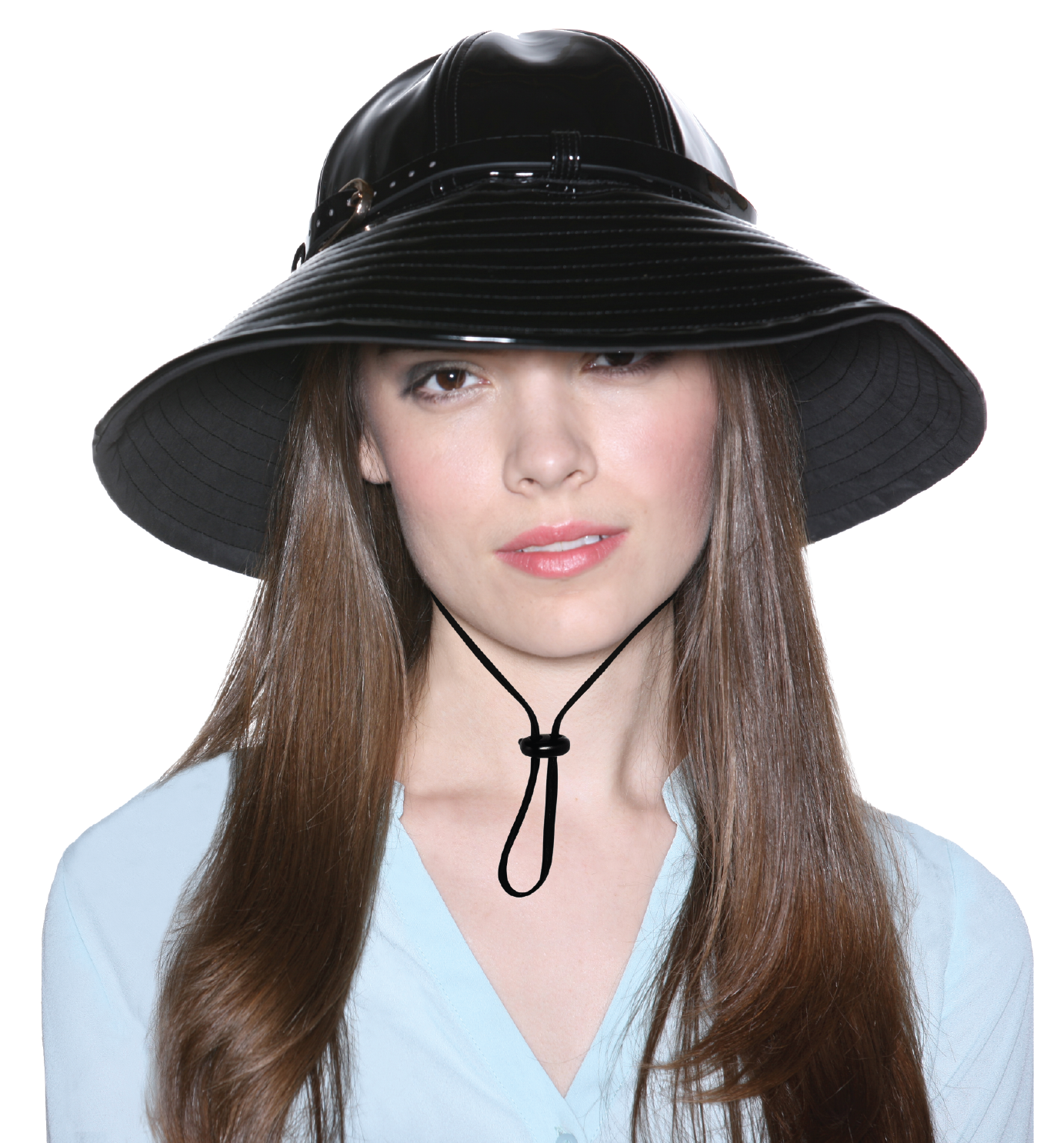 Black Patent Waterproof Rain Hat