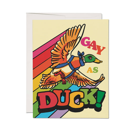 Red Cap Cards - Gay as Duck greeting card