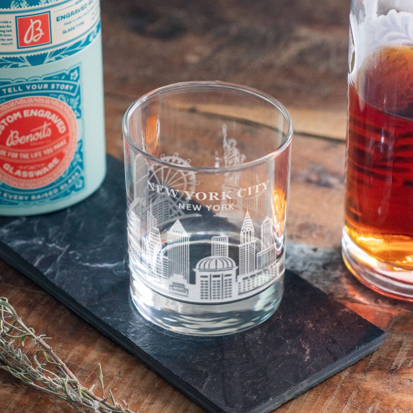 New York, New York City Skyline Engraved Glasses