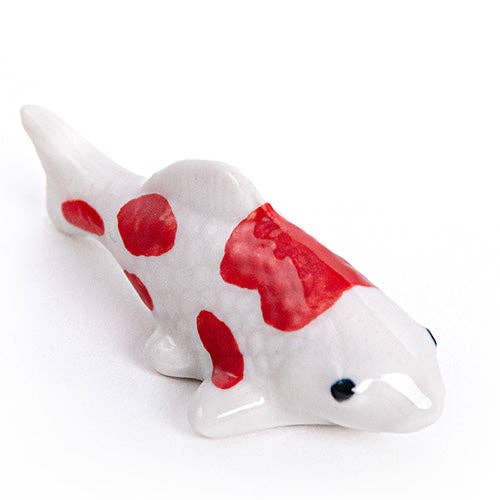 Japanese Koi Fish Porcelain Chopsticks Rest 2"L Kohaku