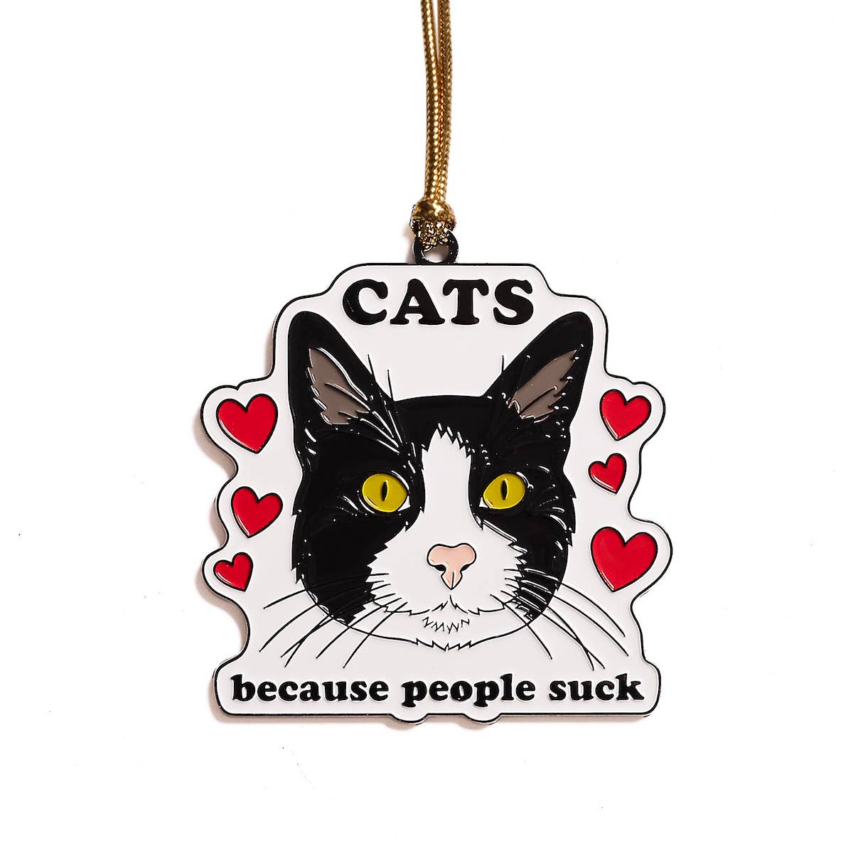 Cats Because People Suck Enamel Holiday Ornament