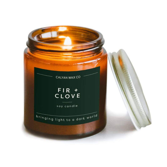 Fir + Clove - Mini Amber Jar Soy Candle