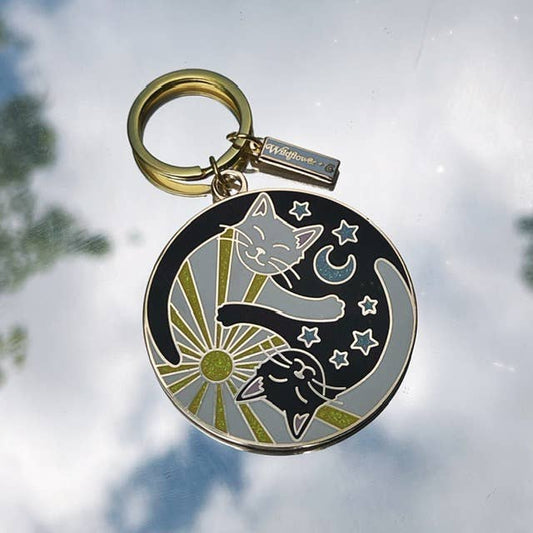 Yin Yang Cats Enamel Keychain - Stocking Stuffer
