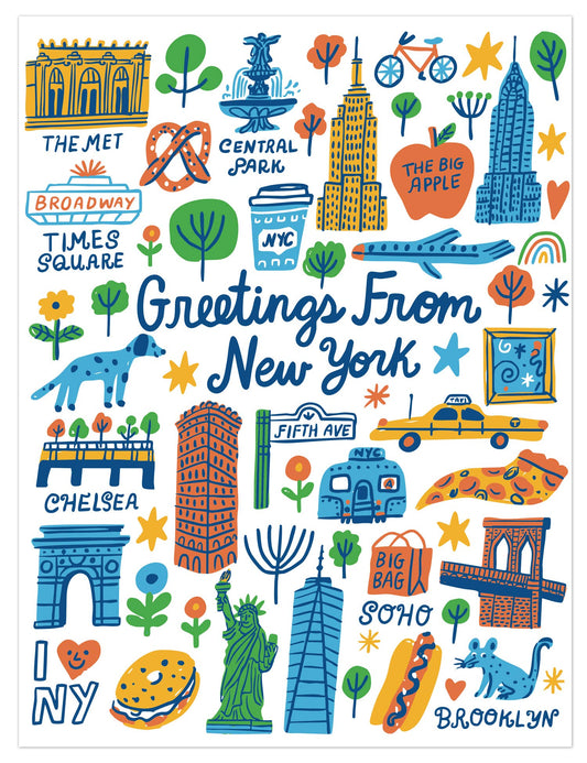 Greetings From New York Landmarks Blank Card