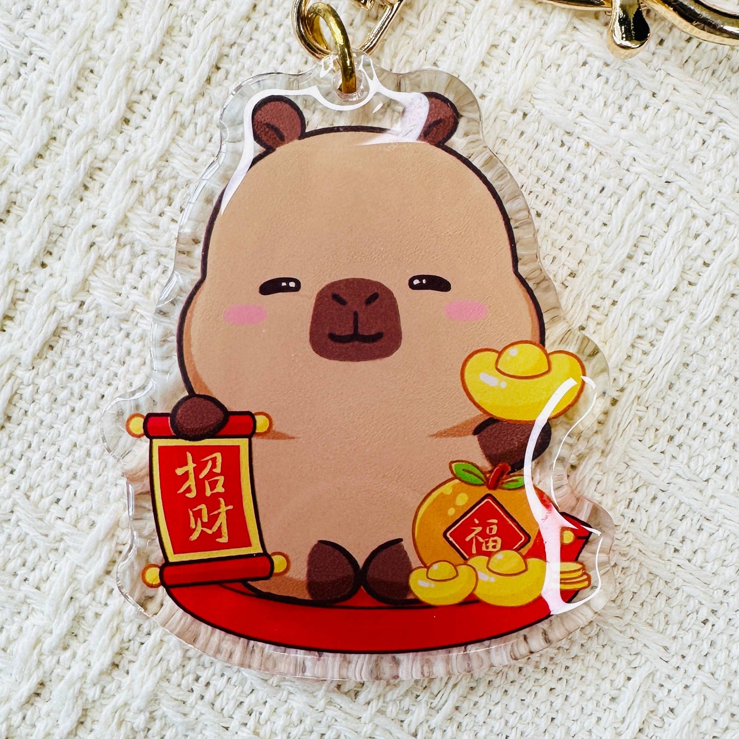 CapyFun - Capybara Acrylic Keychain Cute Kawaii Dumpling Boba Tea Coffee Ice Cream Reading Orange Ramen Foodie Hot Pot Holiday Gift For Her