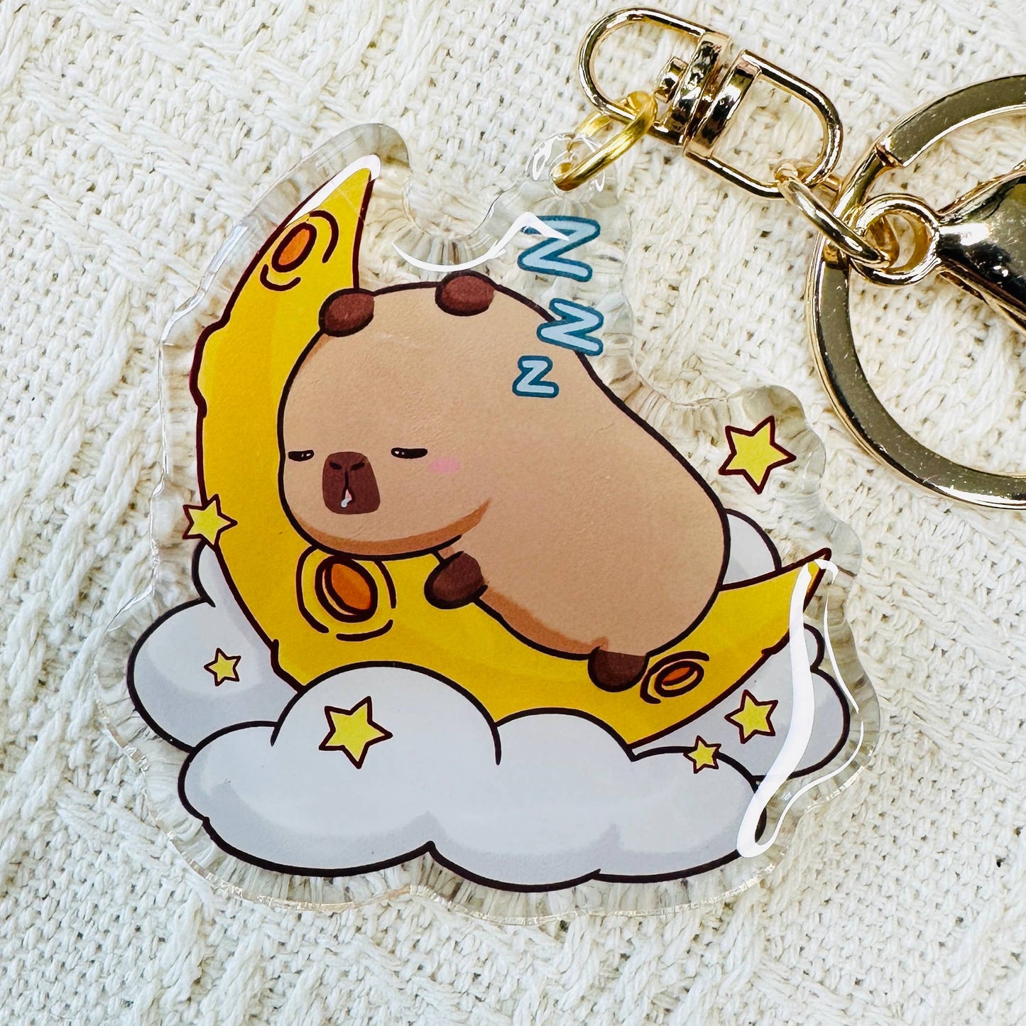 CapyFun - Capybara Acrylic Keychain Cute Kawaii Dumpling Boba Tea Coffee Ice Cream Reading Orange Ramen Foodie Hot Pot Holiday Gift For Her