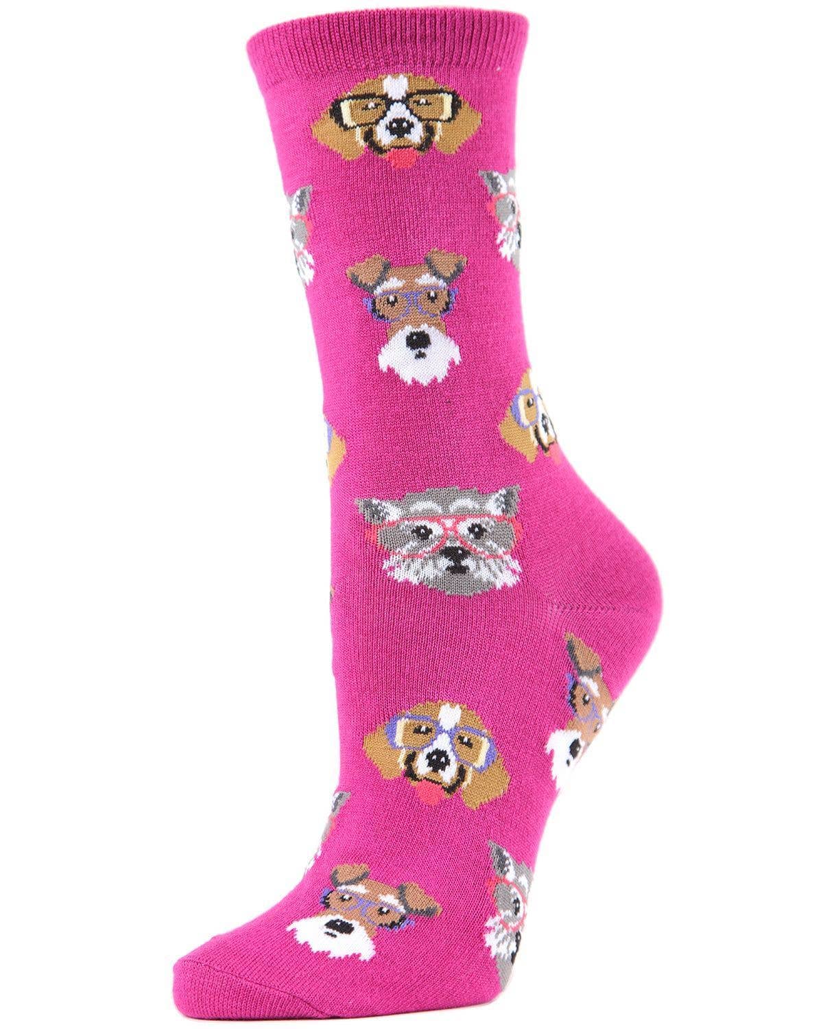MeMoi Professor Dogs Bamboo Blend Crew Socks