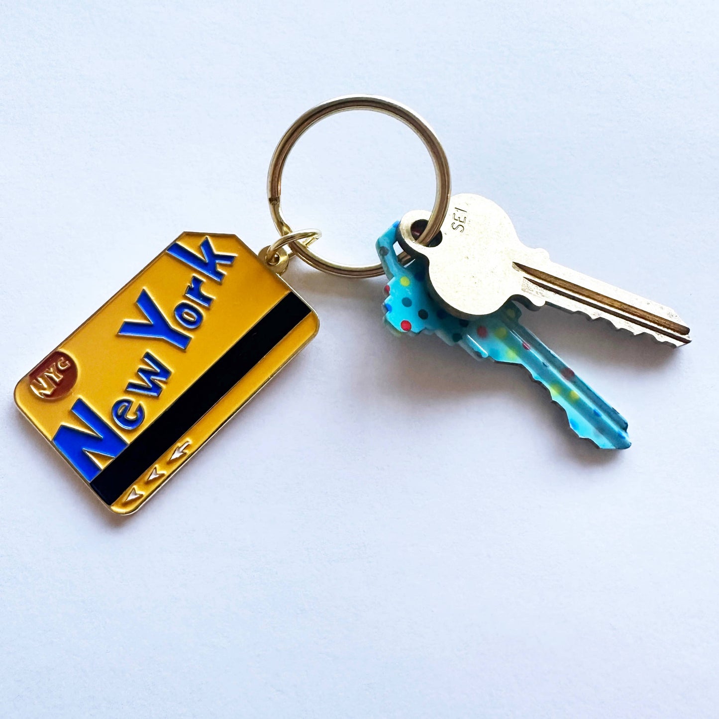 New York City Metrocard Enamel Keychain NY Subway Souvenir