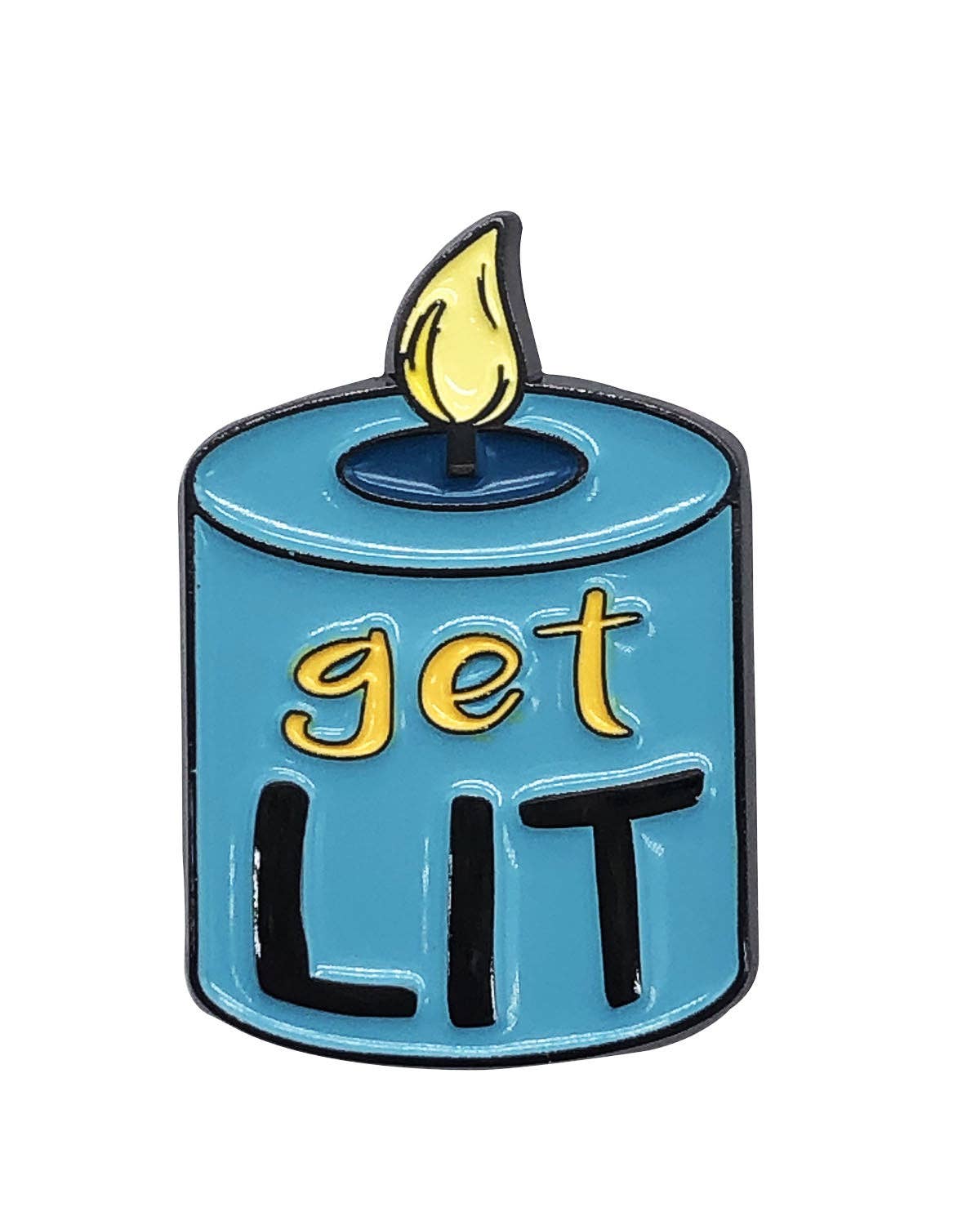 Get Lit Candle Design Enamel Pin and Metal Frame