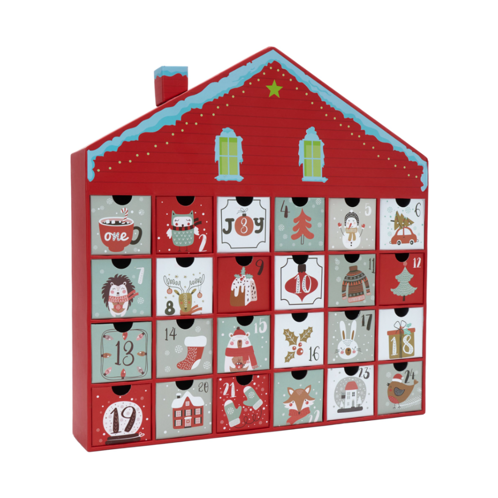 Christmas Advent Calendar House, 24 Drawer Countdown