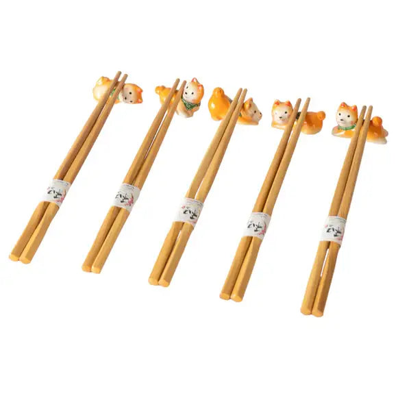 Urban Tokyo - 5pc Chopsticks and Shiba Inu Chopsticks Rest Gift Set