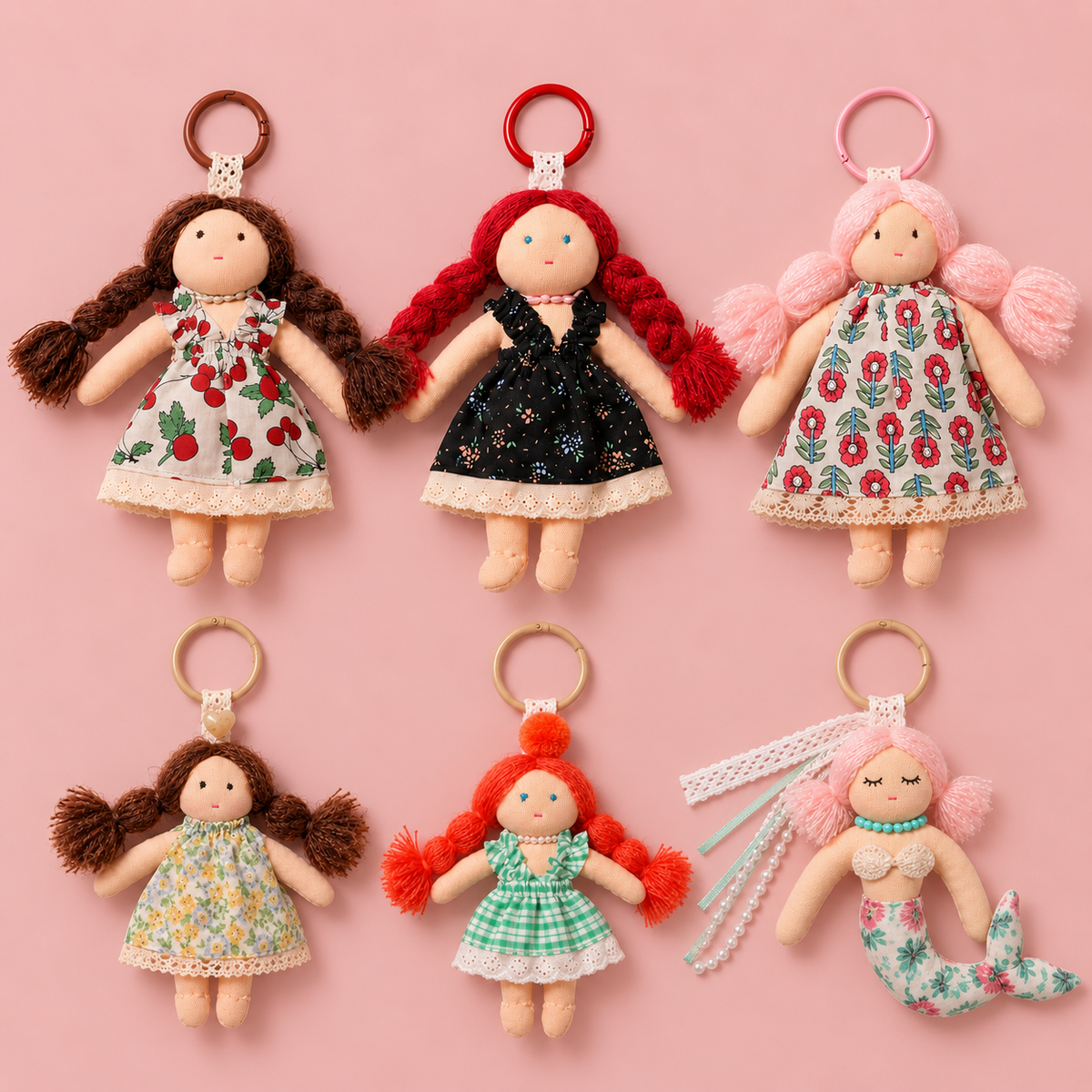 Handmade Mermaid Doll Keychain-Plush Keychain Toy-Bag Charm