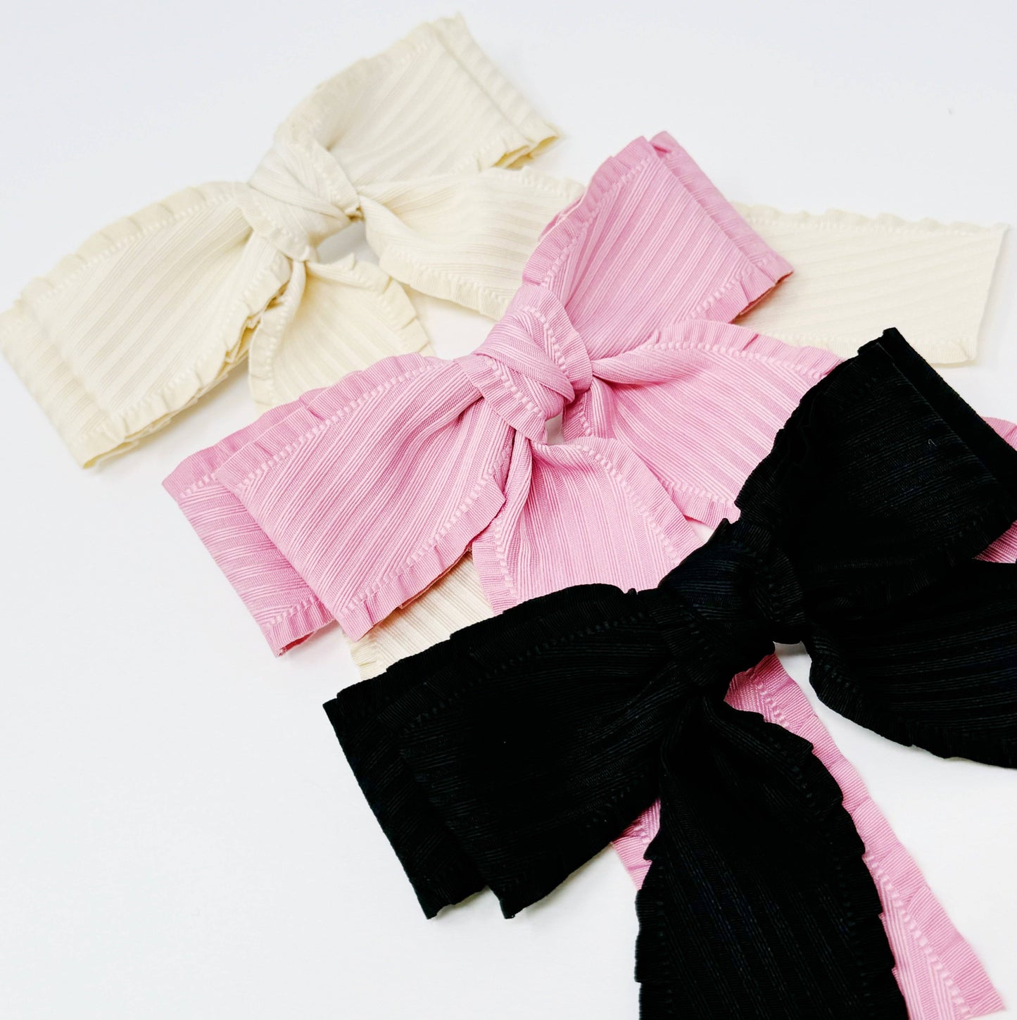 Ellison+Young - Frilled and Textured Doubled Bow Hair Clip