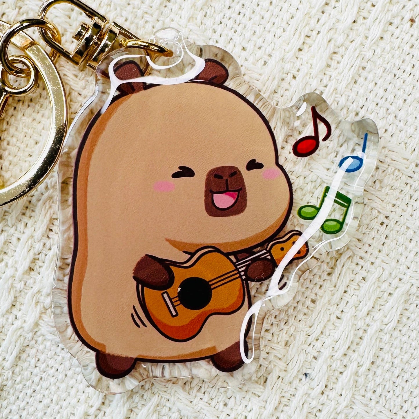 CapyFun - Capybara Acrylic Keychain Cute Kawaii Dumpling Boba Tea Coffee Ice Cream Reading Orange Ramen Foodie Hot Pot Holiday Gift For Her