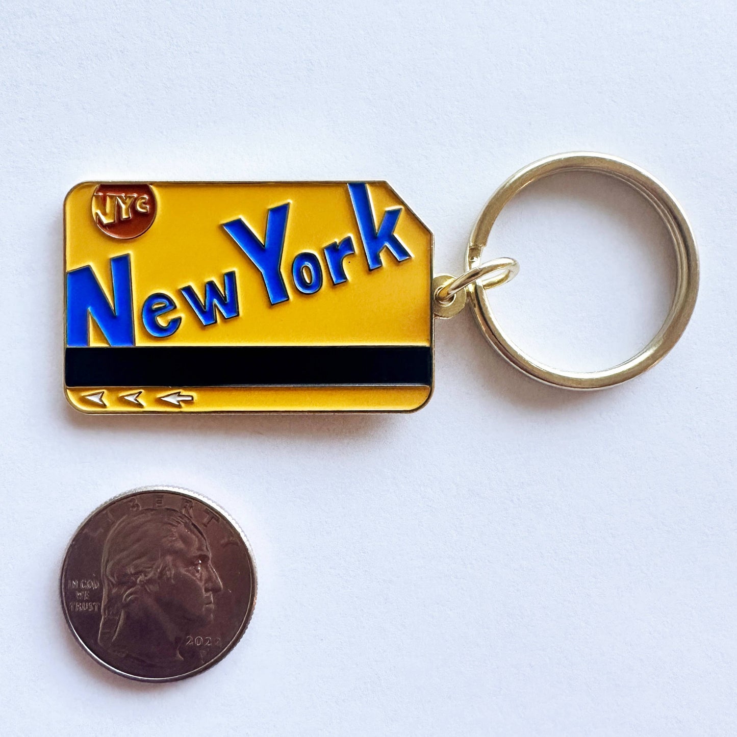 New York City Metrocard Enamel Keychain NY Subway Souvenir