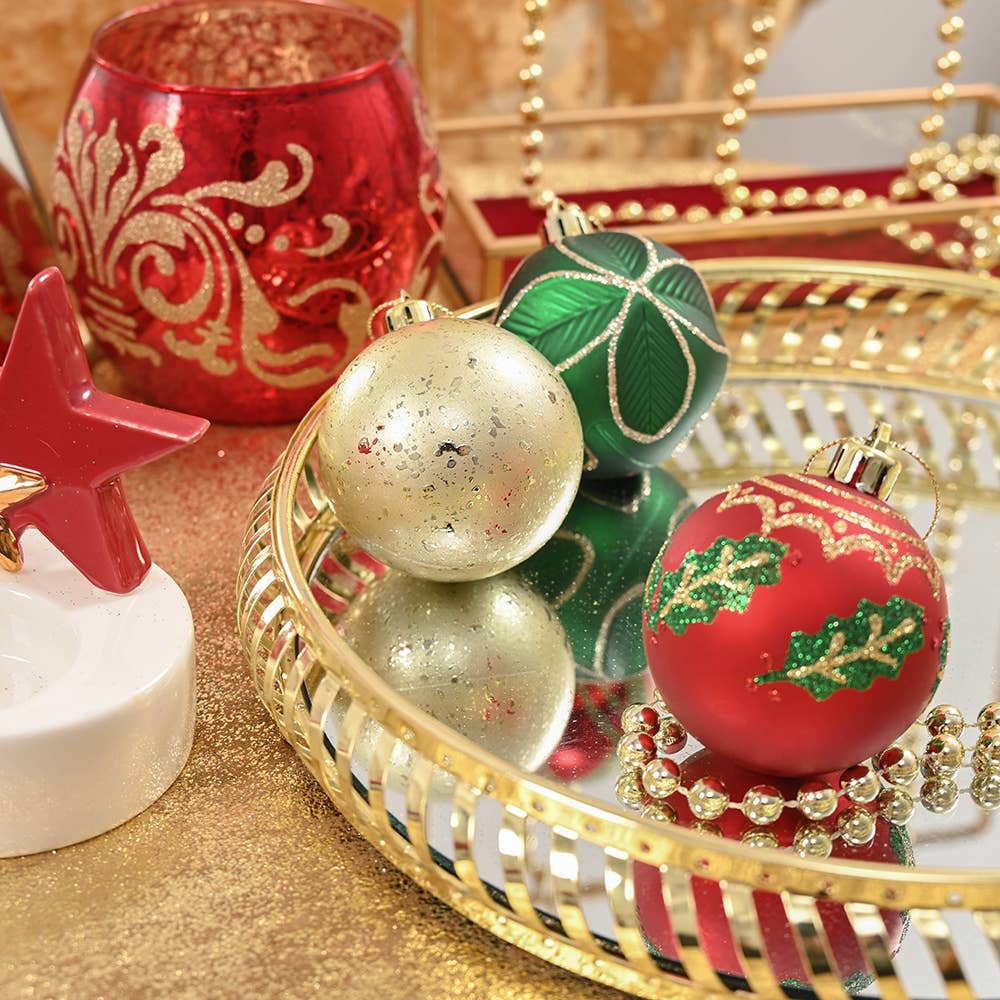 Refined Ornament Bauble Set, 24 Piece Red, Gold, and Green