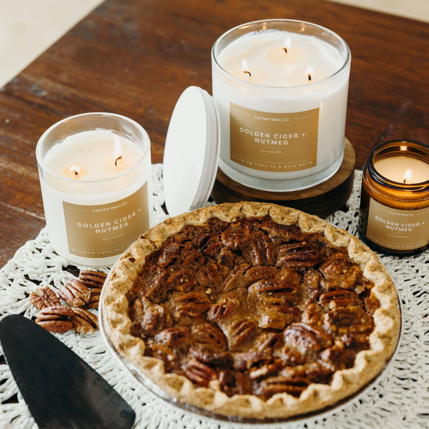 Golden Cider + Nutmeg - Clear Glass Tumbler Soy Candle