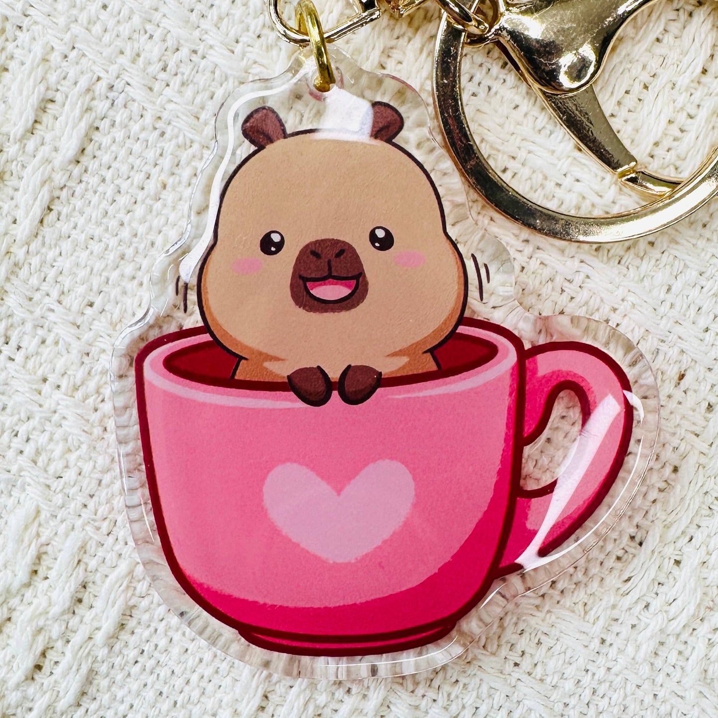 CapyFun - Capybara Acrylic Keychain Cute Kawaii Dumpling Boba Tea Coffee Ice Cream Reading Orange Ramen Foodie Hot Pot Holiday Gift For Her
