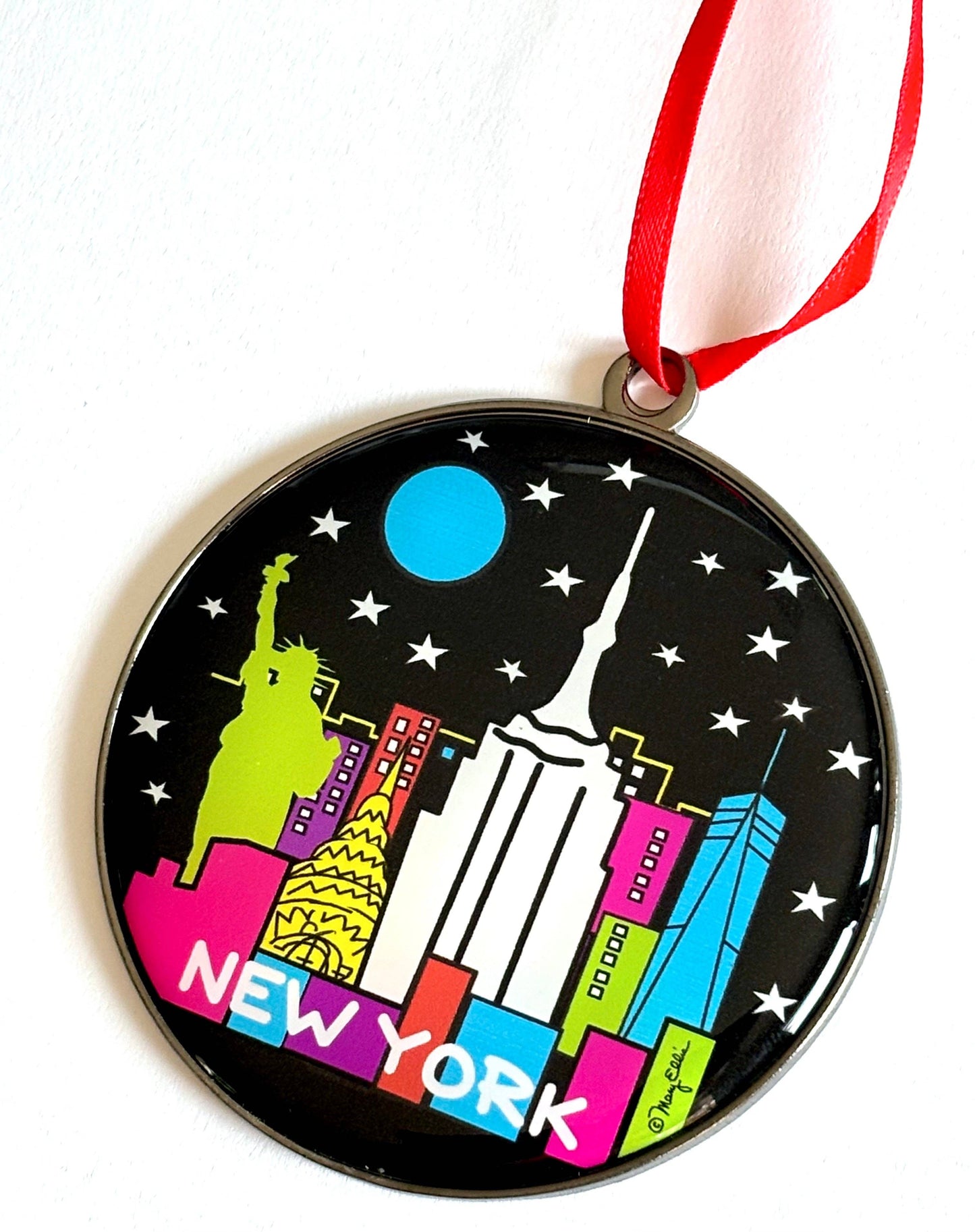 New York Christmas Holiday Dome Ornament Night Skyline