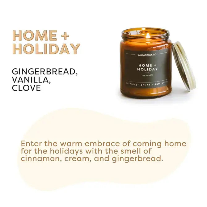 Home + Holiday - Amber Jar Soy Candle
