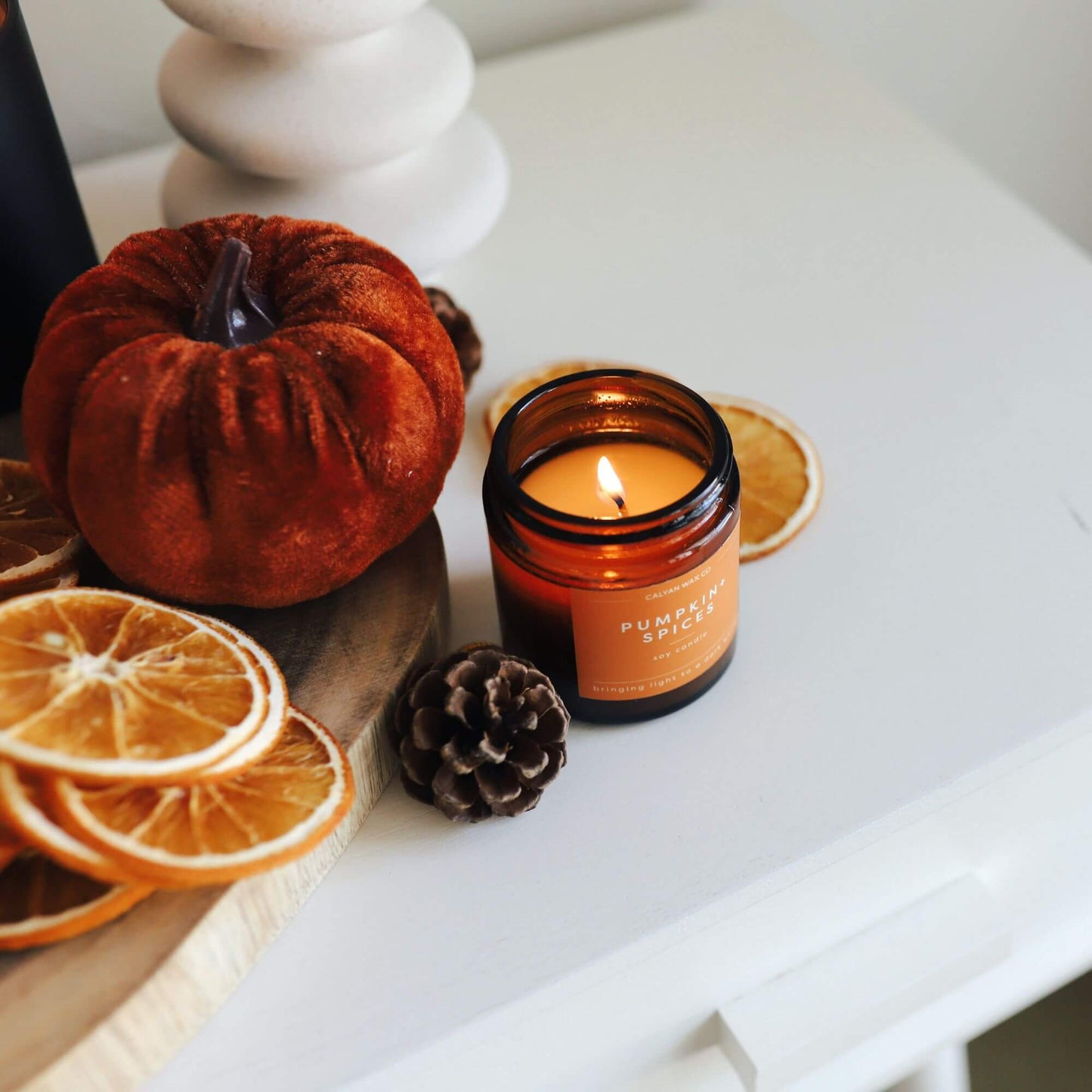Pumpkin + Spices - Mini Amber Jar Soy Candle