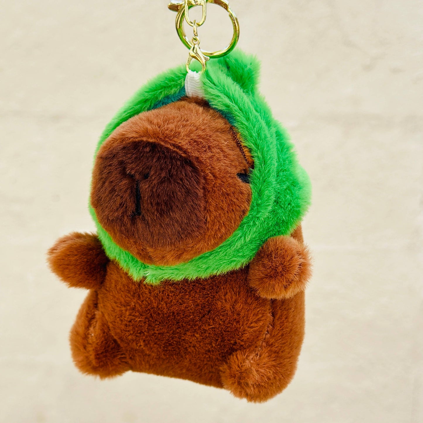 Capybara Frog Hat Plush Keychain