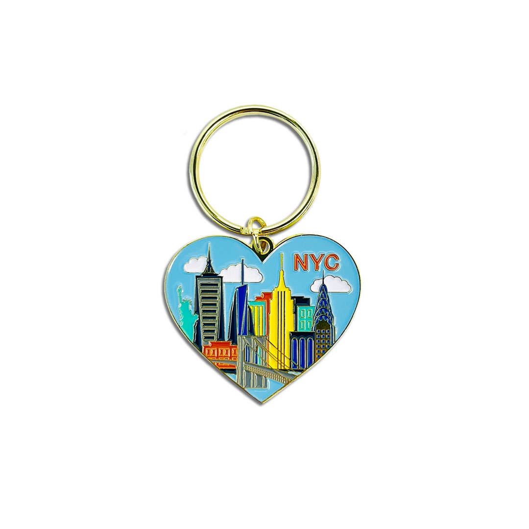 New York City NYC Skyline Heart Keychain