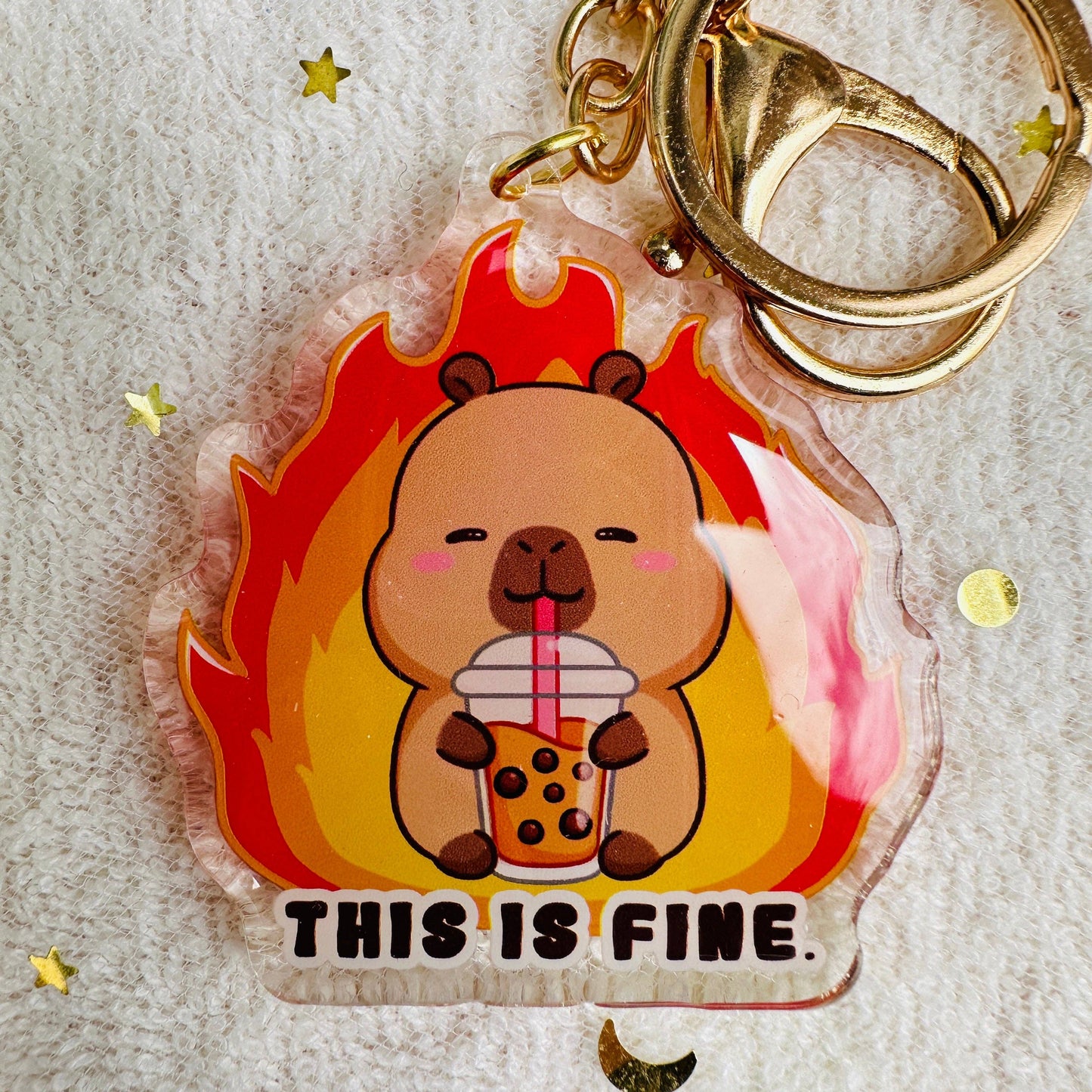 CapyFun - Capybara Acrylic Keychain Cute Kawaii Dumpling Boba Tea Coffee Ice Cream Reading Orange Ramen Foodie Hot Pot Holiday Gift For Her