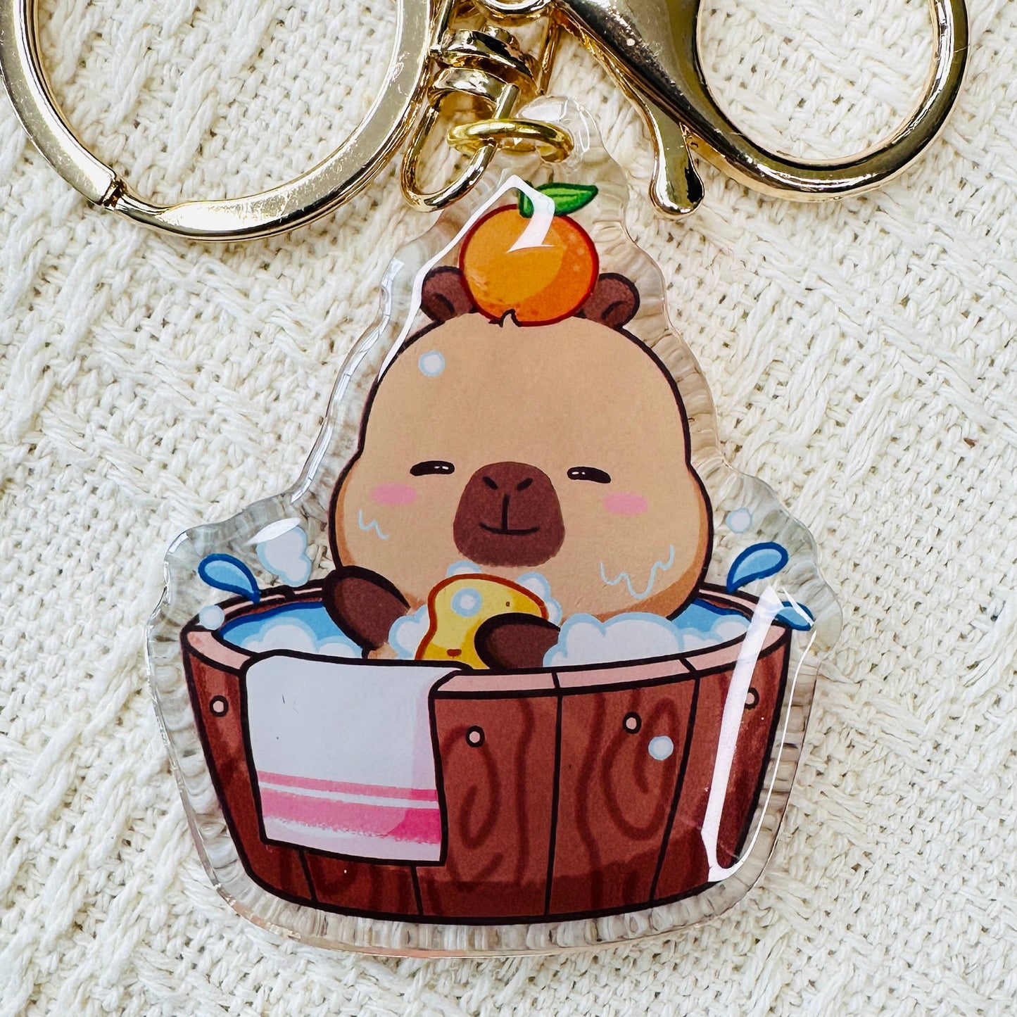 CapyFun - Capybara Acrylic Keychain Cute Kawaii Dumpling Boba Tea Coffee Ice Cream Reading Orange Ramen Foodie Hot Pot Holiday Gift For Her