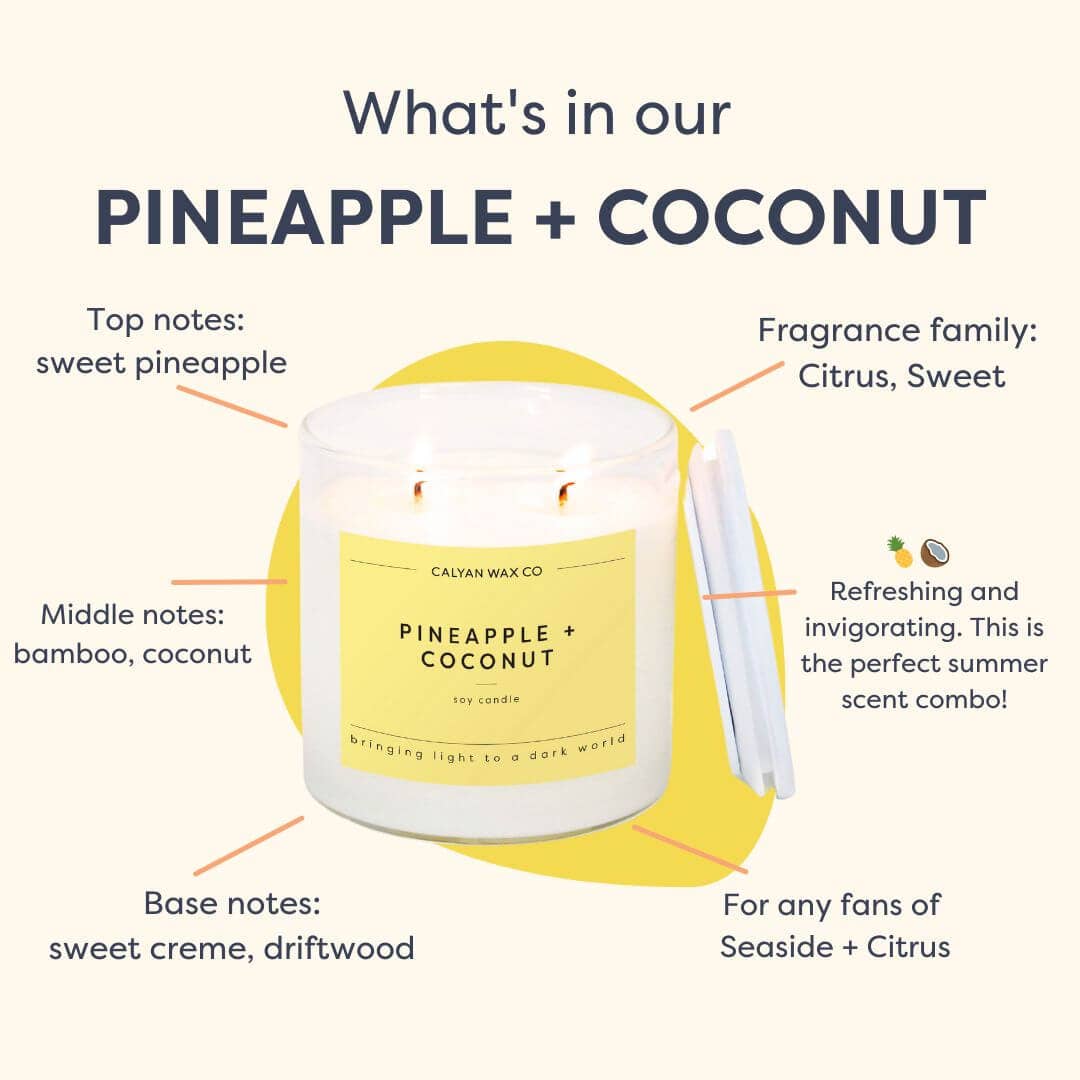 Calyan Wax Co. - Pineapple + Coconut - Clear Glass Tumbler Soy Candle