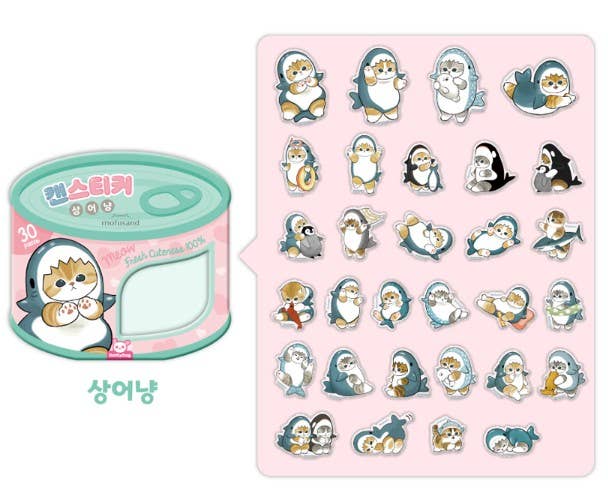 Mofusand Can Jelly 30 Stickers Set  – Shark Cat & Fruit Cat