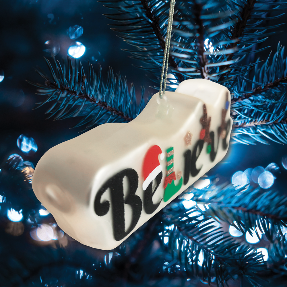 Enchanting Believe Glittering Glass Christmas Ornament