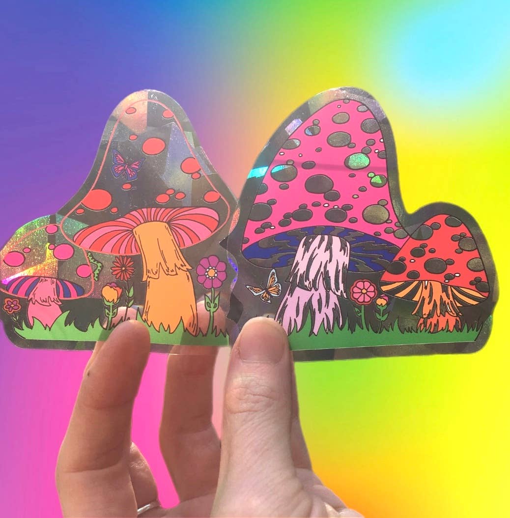Mushroom Suncatchers Sun Catcher Window Sticker Rainbows