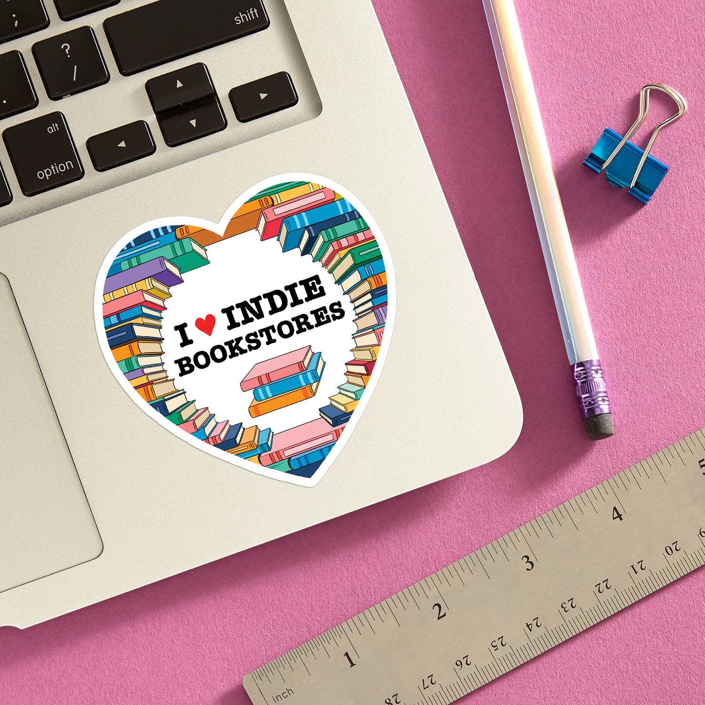 I Heart Indie Bookstores Die Cut Sticker