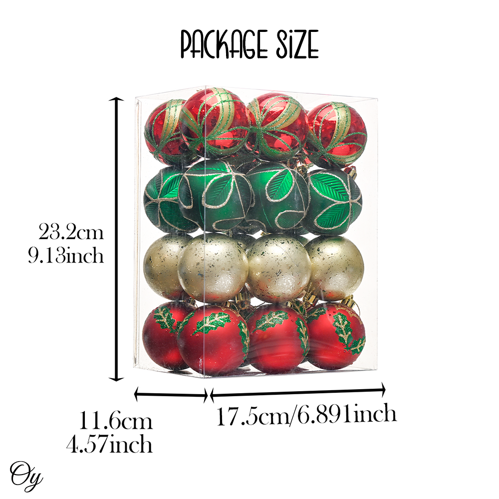 Refined Ornament Bauble Set, 24 Piece Red, Gold, and Green