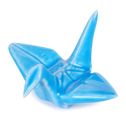 Urban Tokyo - Origami Crane Porcelain Chopsticks Rest 2"L Blue