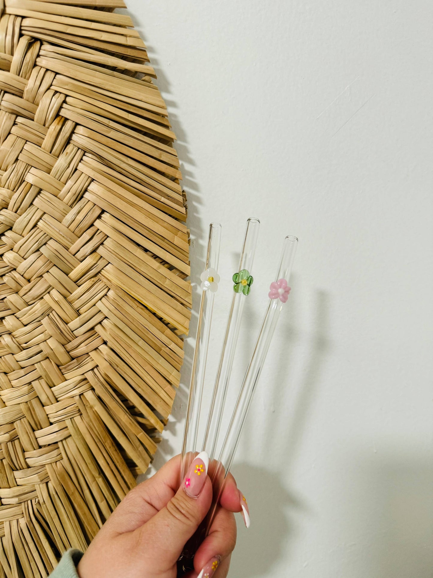 KuriArt Designs - Flower Glass Straws | Reusable Glass Straws