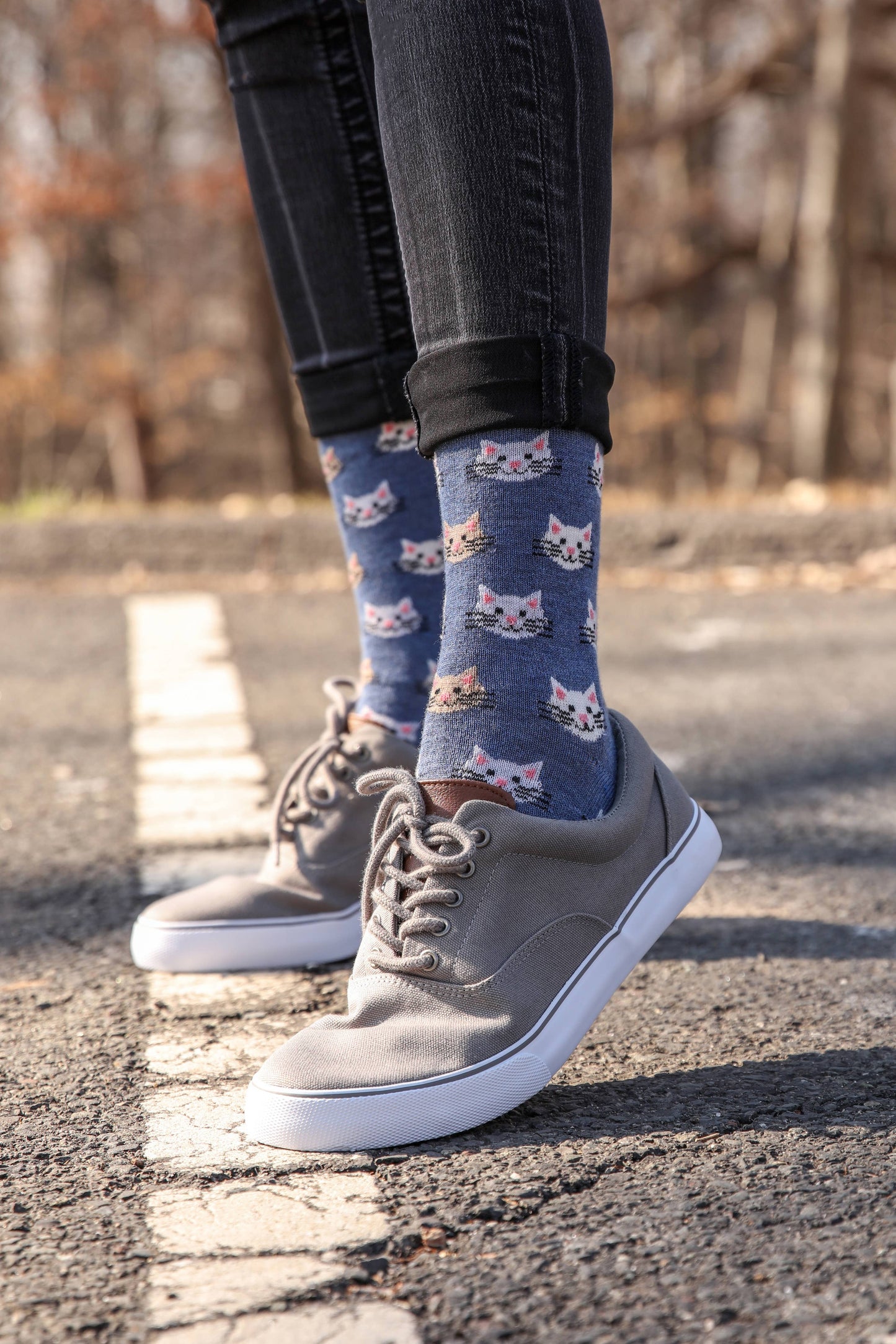 Cat Face Cashmere Crew Sock