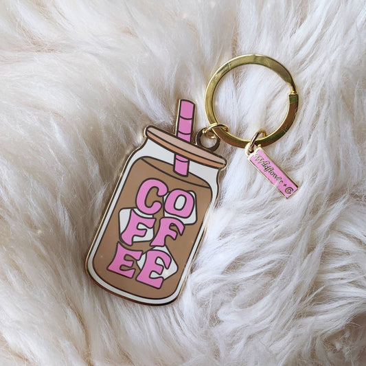Wildflower + Co. - Coffee Enamel Keychain Stocking Stuffer