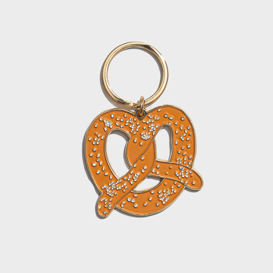 Soft Pretzel Enamel Keychain Bag Charm