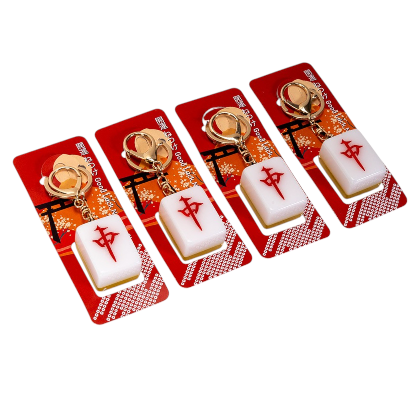 Mahjong Red Tile Keychains (4/60)