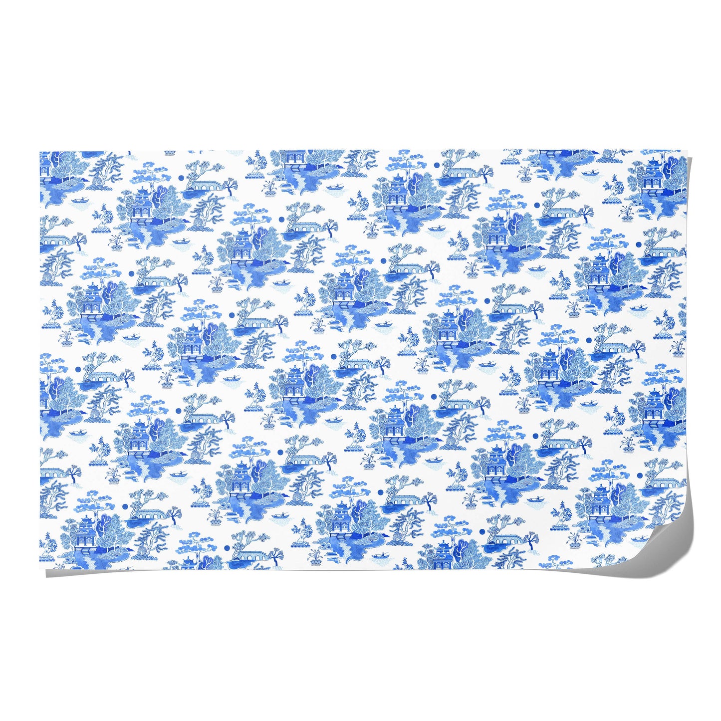Blue Chinoiserie wrapping paper