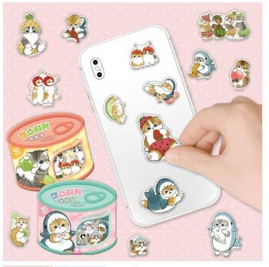 Mofusand Can Jelly 30 Stickers Set  – Shark Cat & Fruit Cat