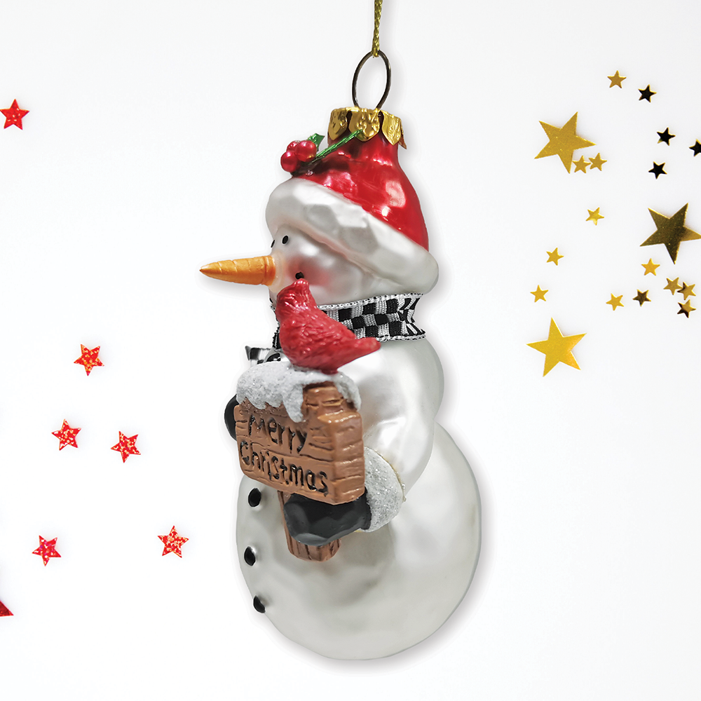 Frosty Neighborhood Snowman Glass Christmas Ornament