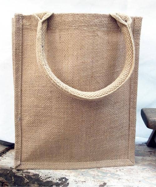 TBF Small Burlap Jute Book Bag with Full Gusset - TJ887