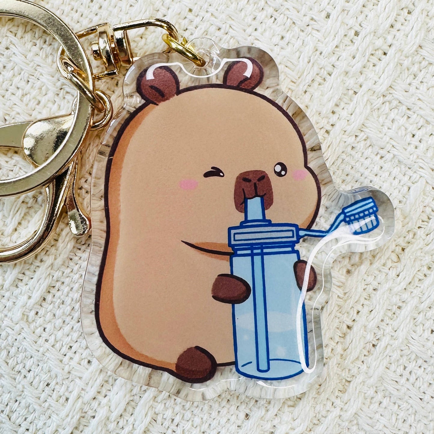 CapyFun - Capybara Acrylic Keychain Cute Kawaii Dumpling Boba Tea Coffee Ice Cream Reading Orange Ramen Foodie Hot Pot Holiday Gift For Her