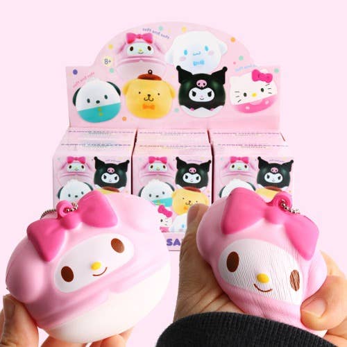 Sanrio Soft Squishy Random Key Ring, Bag Charm-Stress Relief